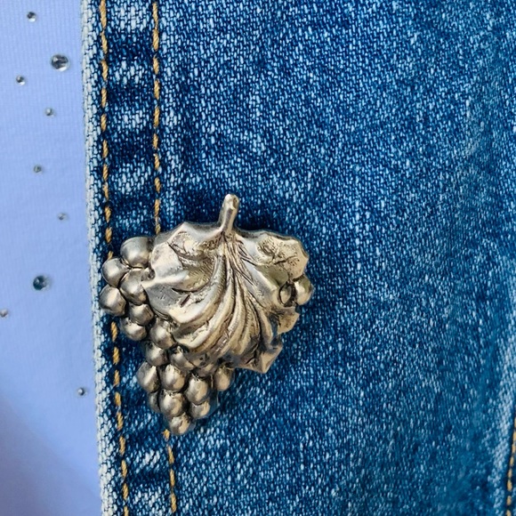 Jeans Jacket Diamond Duds Vintage Grapevine Custom Silver Hardware Denim Jacket - Picture 13 of 14